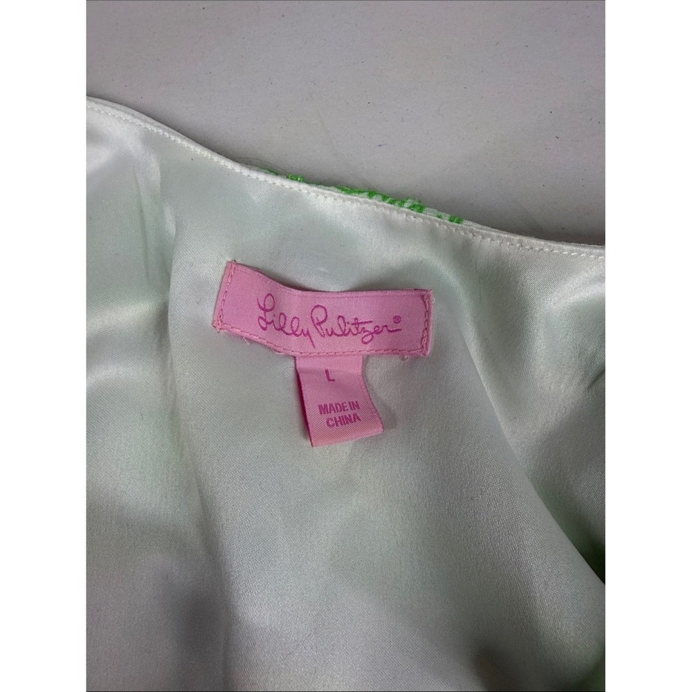 Lilly Pulitzer‎ Green and White Striped Ruffle Sleeve Mini Dress - Picture 5 of 6